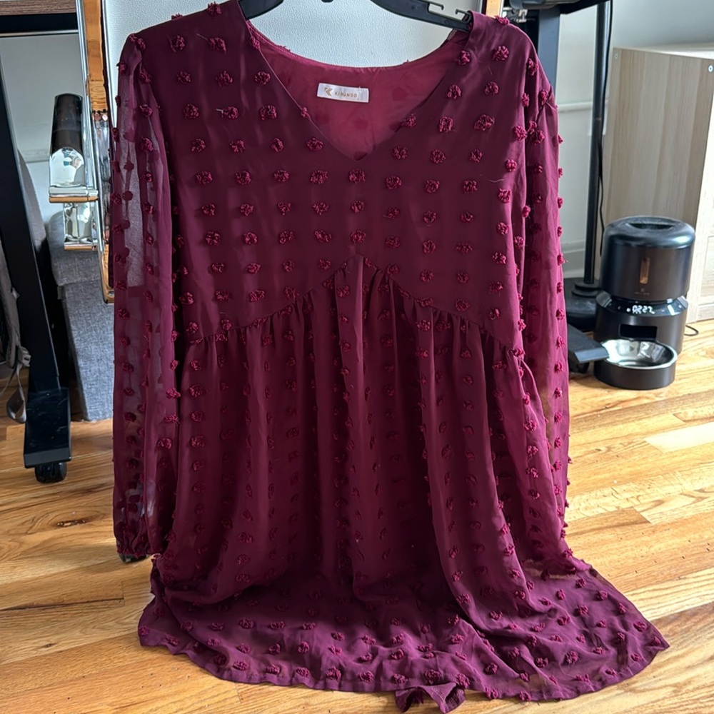 Burgundy shift dress